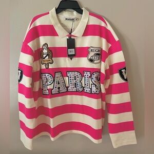 Rugby Club Pink and White Striped Men's Tee